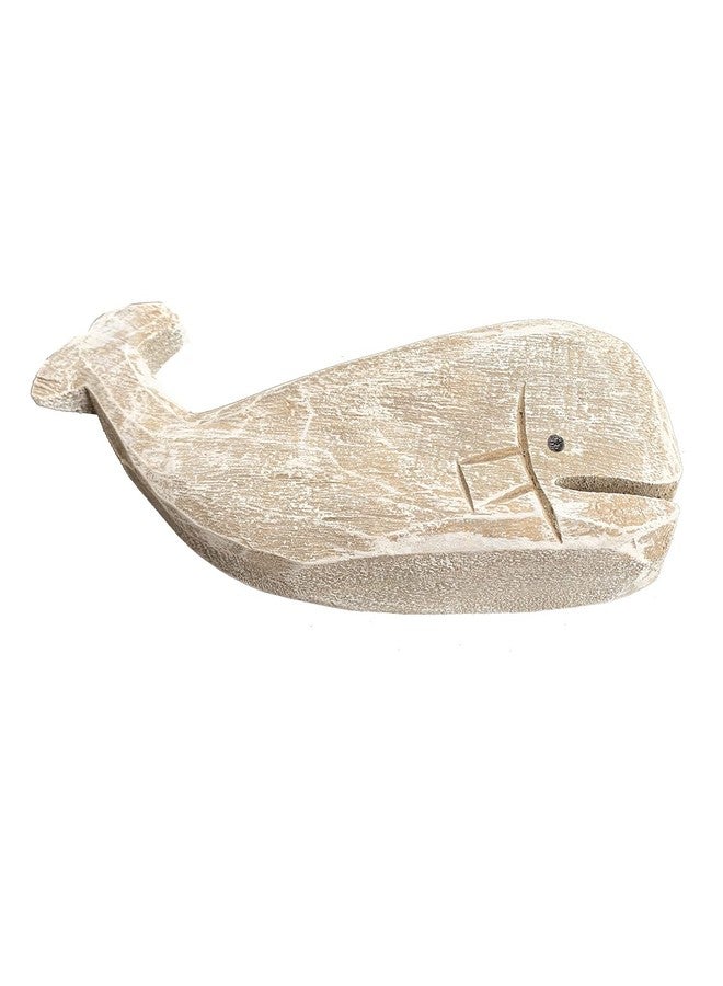 GAPLUM Rustic Wooden Carved Whale Tabletop Statue, Decorative Whale Figurine Carving Sculpture - Nautical Ocean Beach Coastal Themed Home Decor - 12''L - Image 3